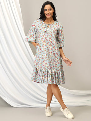 Pretty In Blooms Women's A - Line Dress - WDRS - PTYBL - S