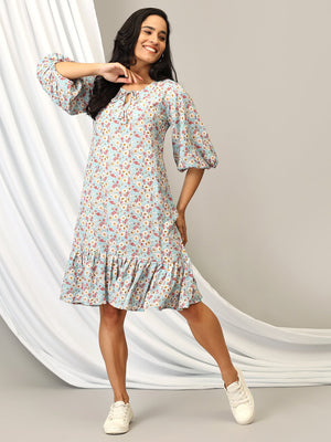 Pretty In Blooms Women's A - Line Dress - WDRS - PTYBL - S