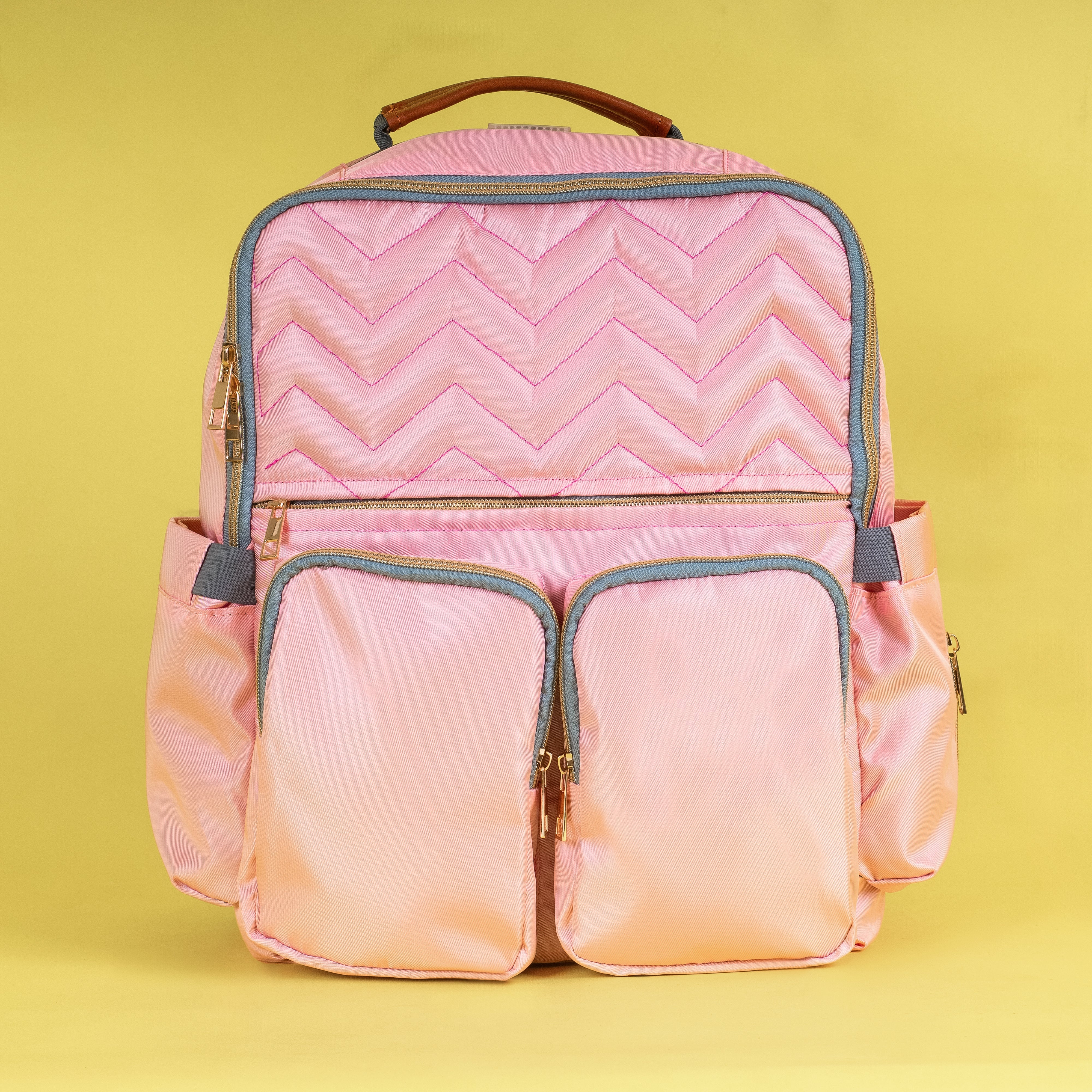 The Mom Store Pretty In Pink Diaper Bag (Two Front Pockets) The
