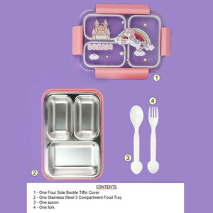 Princess Magic Pink Stainless Steel Kids Lunch Box - Back To School