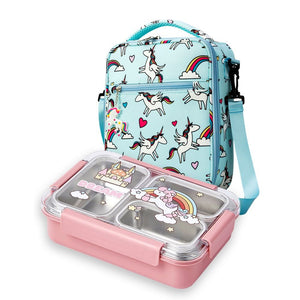 Princess Magic stainless Steel Kids Tiffin/ Lunch Box with matching Mint Green Lunch Bag - Back To School