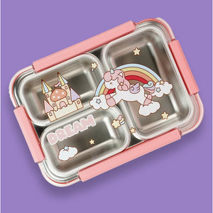 Princess Magic stainless Steel Kids Tiffin/ Lunch Box with matching Mint Green Lunch Bag - Back To School