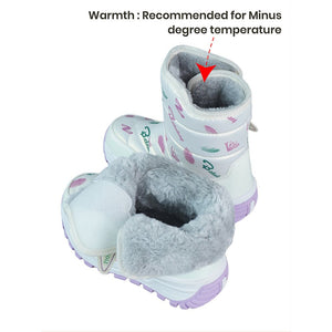 Printed Silver Waterproof Winter Snow Boots for Kids with Metal Cleats for Minus Degree Icy Terrains - 31 EUR Winter Wear