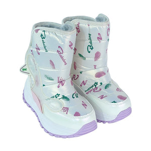 Printed Silver Waterproof Winter Snow Boots for Kids with Metal Cleats for Minus Degree Icy Terrains - 31 EUR Winter Wear