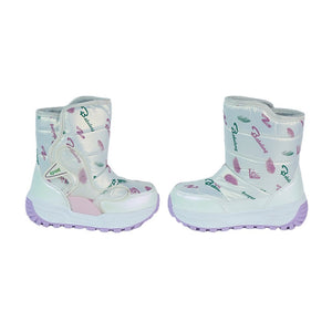 Printed Silver Waterproof Winter Snow Boots for Kids with Metal Cleats for Minus Degree Icy Terrains - 31 EUR Winter Wear
