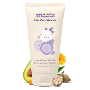Product image Maate Marula & Baobab Kids Conditioner 150 ml | For Curly & Frizzy Hair | Naturally Nourishes and Hydrates Hair | Enriched With Coconut & Olive Oil | Vegan | Tangle-Free | For Kid 3 Years and Older - Baby Shampoo