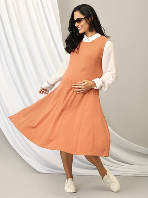 Pumpkin Spice Maternity and Nursing Sleeveless Winter Dress - DRS - SD - PMPSP - S