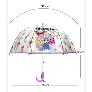 Puppy Family theme Dome style Transparent Umbrella for Kids, 1 - 5years - Monsoon Wear