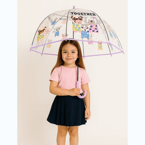 Puppy Family theme Dome style Transparent Umbrella for Kids, 1 - 5years - Monsoon Wear