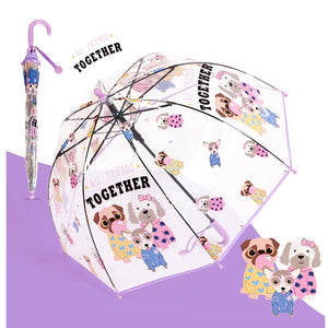 Puppy Family theme Dome style Transparent Umbrella for Kids, 1 - 5years - Monsoon Wear