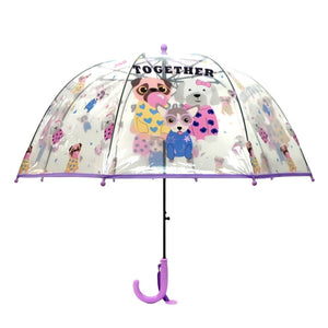 Puppy Family theme Dome style Transparent Umbrella for Kids, 1 - 5years - Monsoon Wear