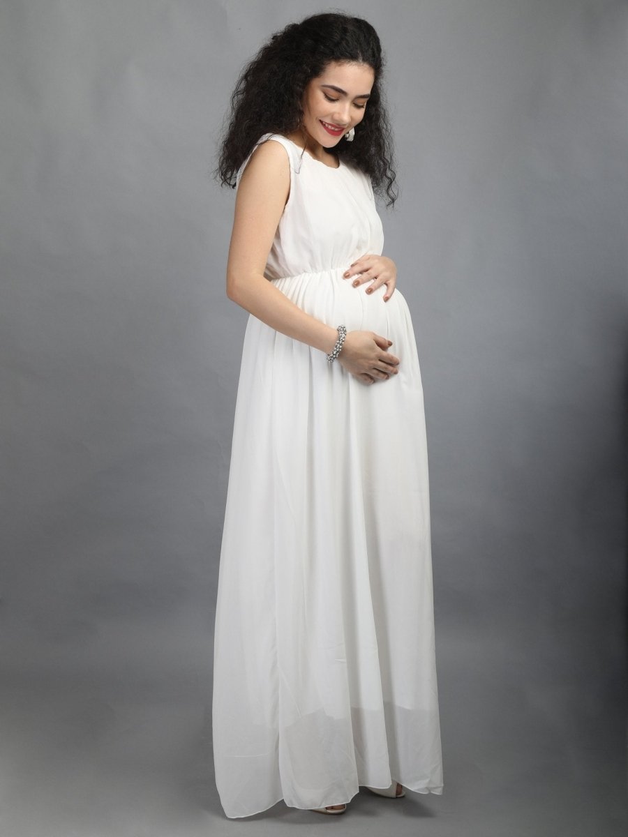 Pure White Maternity Dress - DRS-PURWYT-S