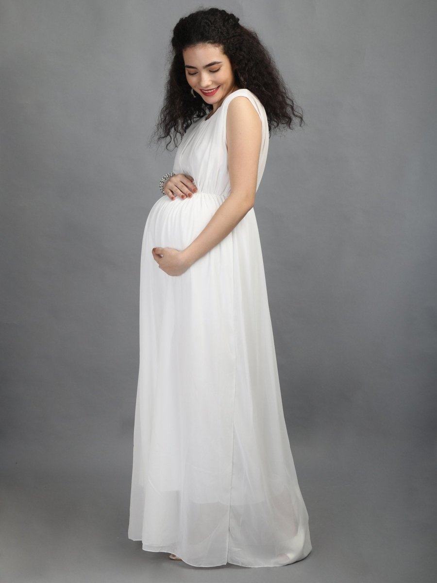 Pure White Maternity Dress - DRS-PURWYT-S