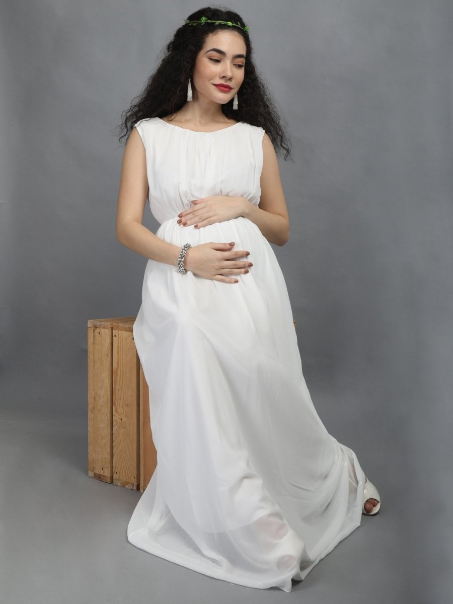 Pure White Maternity Dress - DRS-PURWYT-S