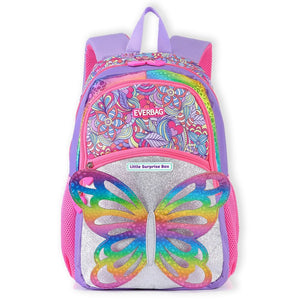 Purple 3d Glitter Butterfly School Backpack for Kids - Back To School