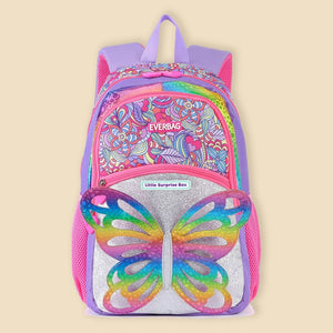 Purple 3d Glitter Butterfly School Backpack for Kids - Back To School