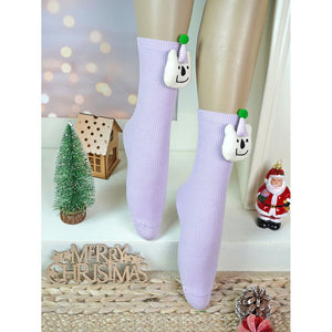 Purple 3D Party Hat Teddy Socks for Kids . - 