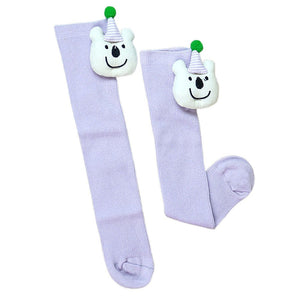 Purple 3D Party Hat Teddy Socks for Kids . - 