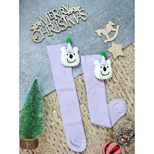 Purple 3D Party Hat Teddy Socks for Kids . - 