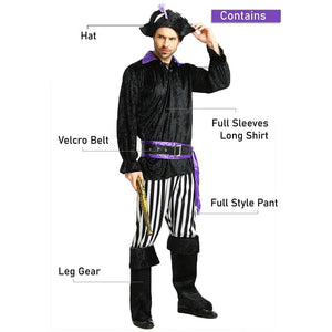 Purple & Black Pirate Adult Halloween Costume Fancy Dress Up - M Halloween