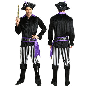 Purple & Black Pirate Adult Halloween Costume Fancy Dress Up - M Halloween
