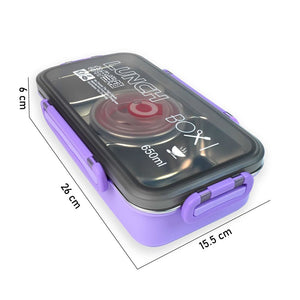 Purple Centre Dip Stainless Steel Lunch Box For Kids And Adults - Back To School