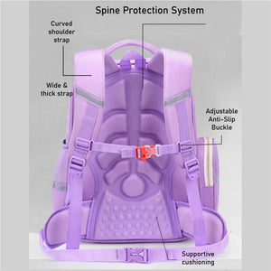 Purple & Cream Dual color Ergonomic Backpack for Kids with attached Belt for extra support,6yrs - 10yrs. - Back To School