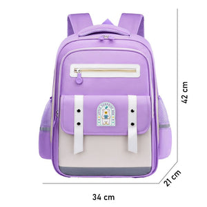 Purple & Cream Dual color Ergonomic Backpack for Kids with attached Belt for extra support,6yrs - 10yrs. - Back To School