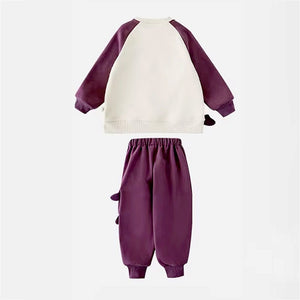 Purple Croc Pocket Fleece Winter Tracksuit Set for Kids - 2 - 3 Years Kids Clothing