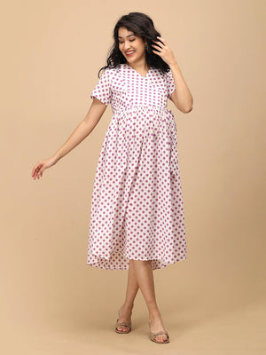 Purple Dot Maternity and Nursing Dress - S Maternity Casual Dress