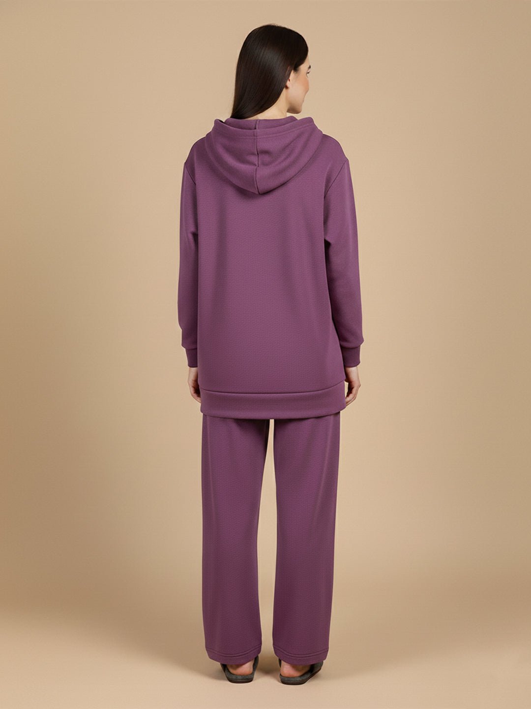 Purple Frostbite Maternity And Nursing Hoodie Pajama Loungewear Set - Purple Maternity Winter Set