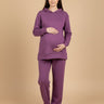 Purple Frostbite Maternity And Nursing Hoodie Pajama Loungewear Set - Purple Maternity Winter Set