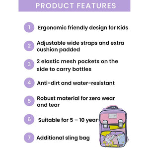 Purple Happy Unicorn School Backpack for Kids - Little Surprise BoxPurple Happy Unicorn School Backpack for Kids