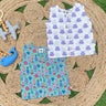 Purple Hippo & Fishy Fish Block Printed Cotton Infant Jabla