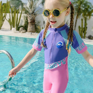Purple & Pink color Block style Swimwear/swimsuit for Kids - Little Surprise BoxPurple & Pink color Block style Swimwear/swimsuit for Kids - Little Surprise BoxPurple & Pink color Block style Swimwear/swimsuit for Kids