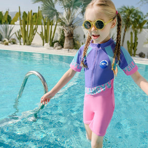 Purple & Pink color Block style Swimwear/swimsuit for Kids - Little Surprise BoxPurple & Pink color Block style Swimwear/swimsuit for Kids - Little Surprise BoxPurple & Pink color Block style Swimwear/swimsuit for Kids