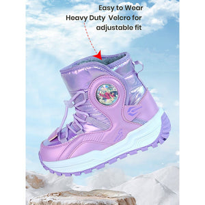 Purple Rainbow Shine Waterproof Winter Snow Boots for Kids with Metal Cleats for Minus Degree Icy Terrains - 31 EUR Winter Wear