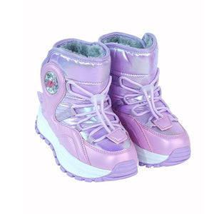 Purple Rainbow Shine Waterproof Winter Snow Boots for Kids with Metal Cleats for Minus Degree Icy Terrains - 31 EUR Winter Wear