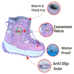 Purple Rainbow Shine Waterproof Winter Snow Boots for Kids with Metal Cleats for Minus Degree Icy Terrains - 31 EUR Winter Wear