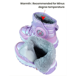 Purple Rainbow Shine Waterproof Winter Snow Boots for Kids with Metal Cleats for Minus Degree Icy Terrains - 31 EUR Winter Wear