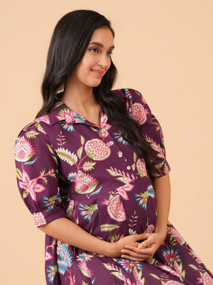 Purple Regalia Maternity and Nursing Dress - S Maternity Casual Dress