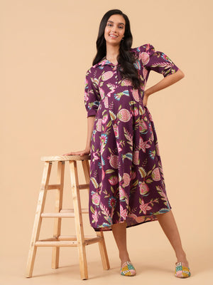 Purple Regalia Maternity and Nursing Dress - S Maternity Casual Dress