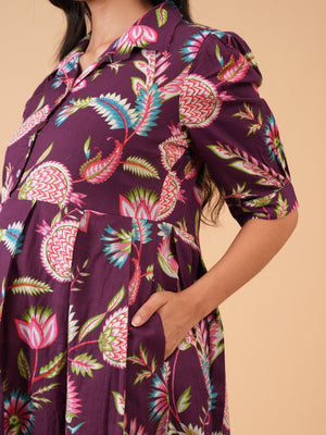 Purple Regalia Maternity and Nursing Dress - S Maternity Casual Dress