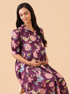 Purple Regalia Maternity and Nursing Dress - S Maternity Casual Dress