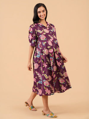 Purple Regalia Maternity and Nursing Dress - S Maternity Casual Dress
