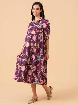 Purple Regalia Maternity and Nursing Dress - S Maternity Casual Dress