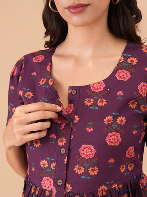 Purple Royale Maternity and Nursing Dress - S Maternity Casual Dress