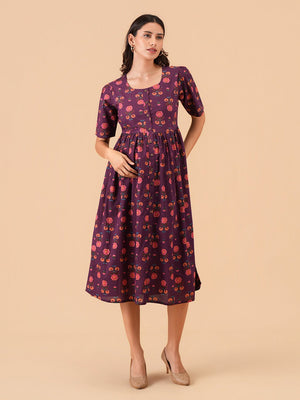 Purple Royale Maternity and Nursing Dress - S Maternity Casual Dress