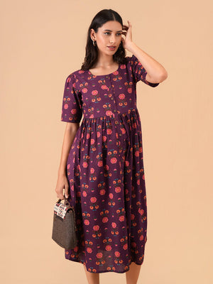 Purple Royale Maternity and Nursing Dress - S Maternity Casual Dress