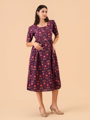 Purple Royale Maternity and Nursing Dress - S Maternity Casual Dress